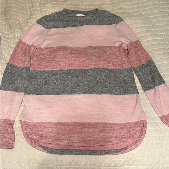 Banana Republic Luxespun Curved Hem T-shirt Gray & Pink Soft Lightweight Size S - Picture 10 of 10